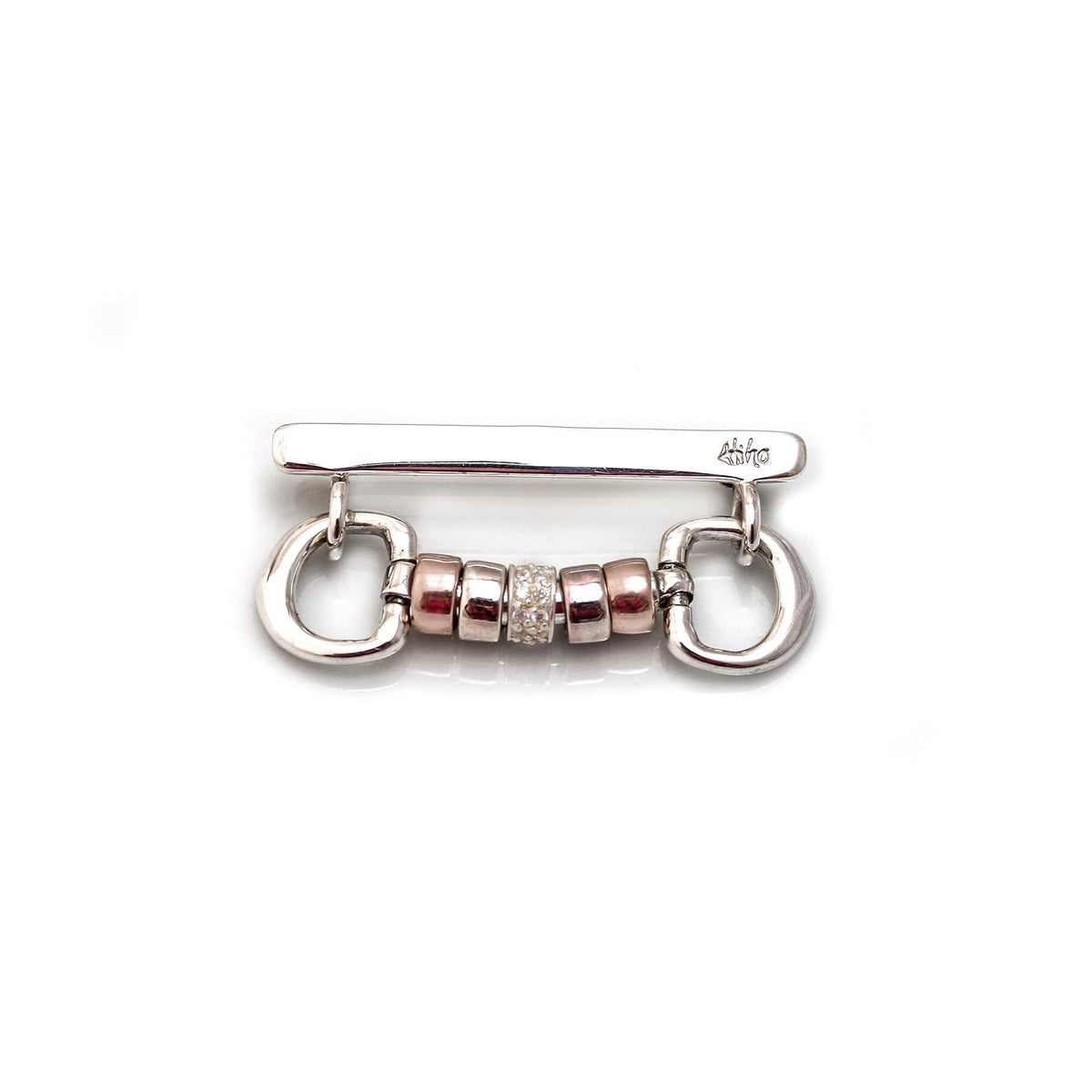 Exclusive Sterling Silver, CZ &amp; Rose Gold Plated Engravable Cherry Roller Stock Pin