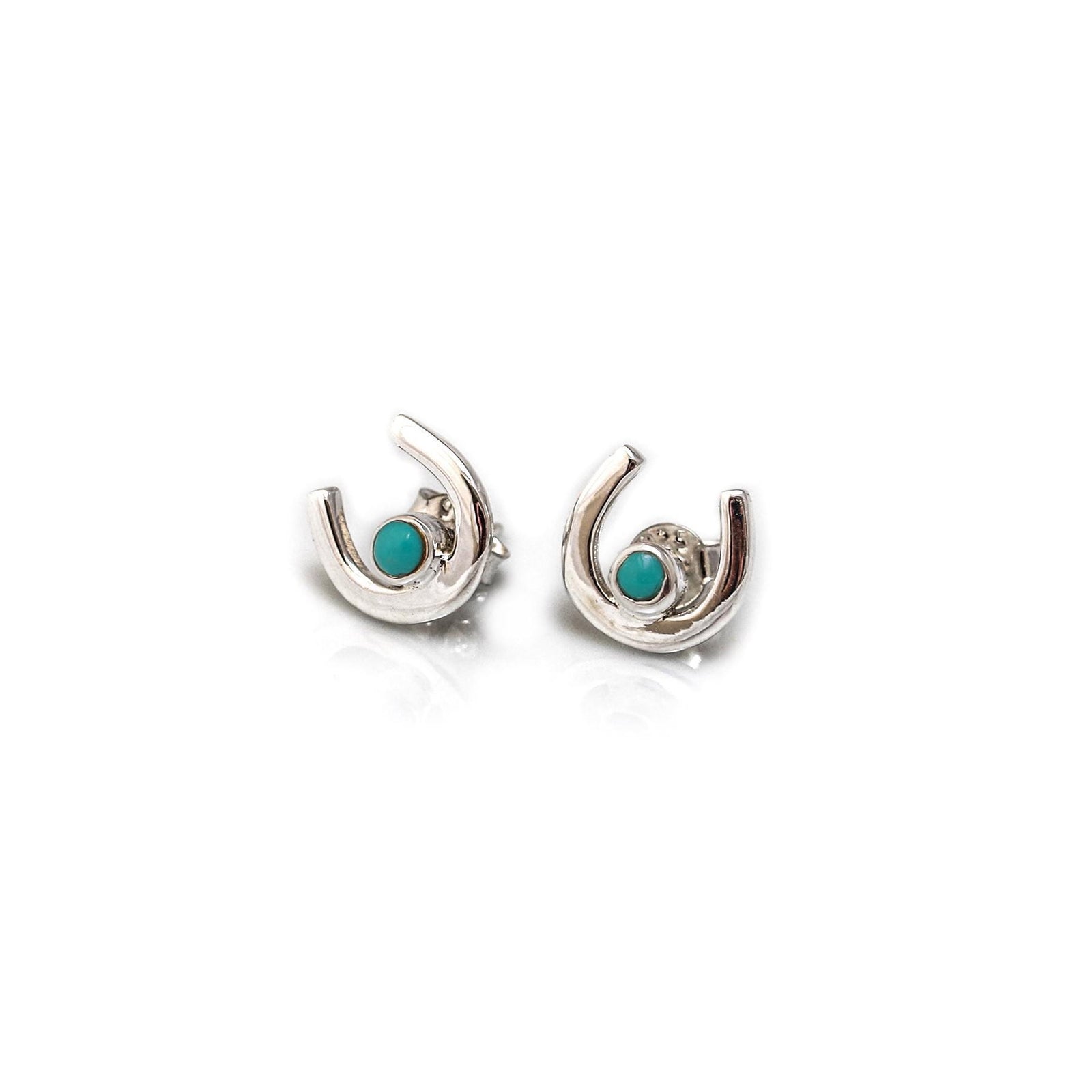 Sterling Silver & Turquoise Horseshoe Stud Earrings