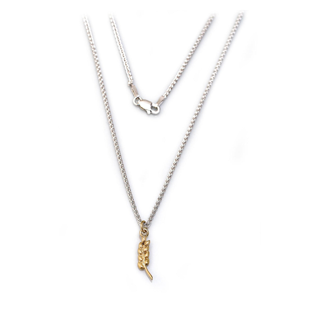 Exclusive Sterling Silver &amp; 18ct Gold Plated Wheat Pendant With Chain