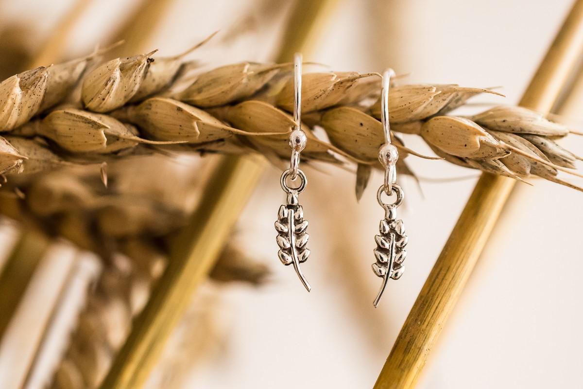 Exclusive Sterling Silver Dangly Wheat Earrings