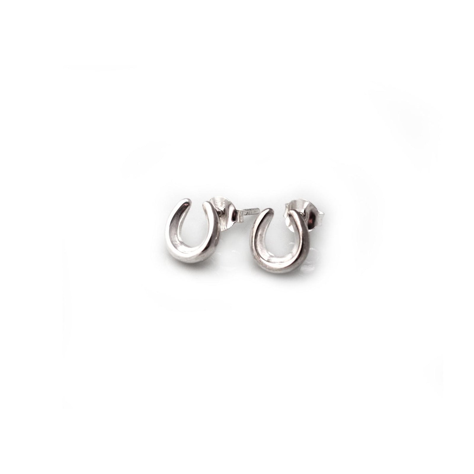 Exclusive Curvy Sterling Silver Horseshoe Stud Earrings