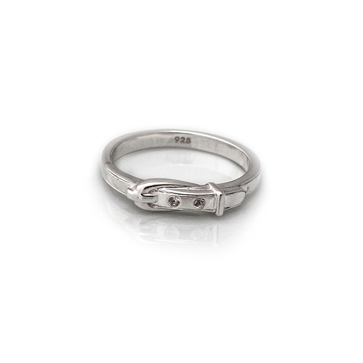 Exclusive Sterling Silver &amp; CZ Buckle Ring
