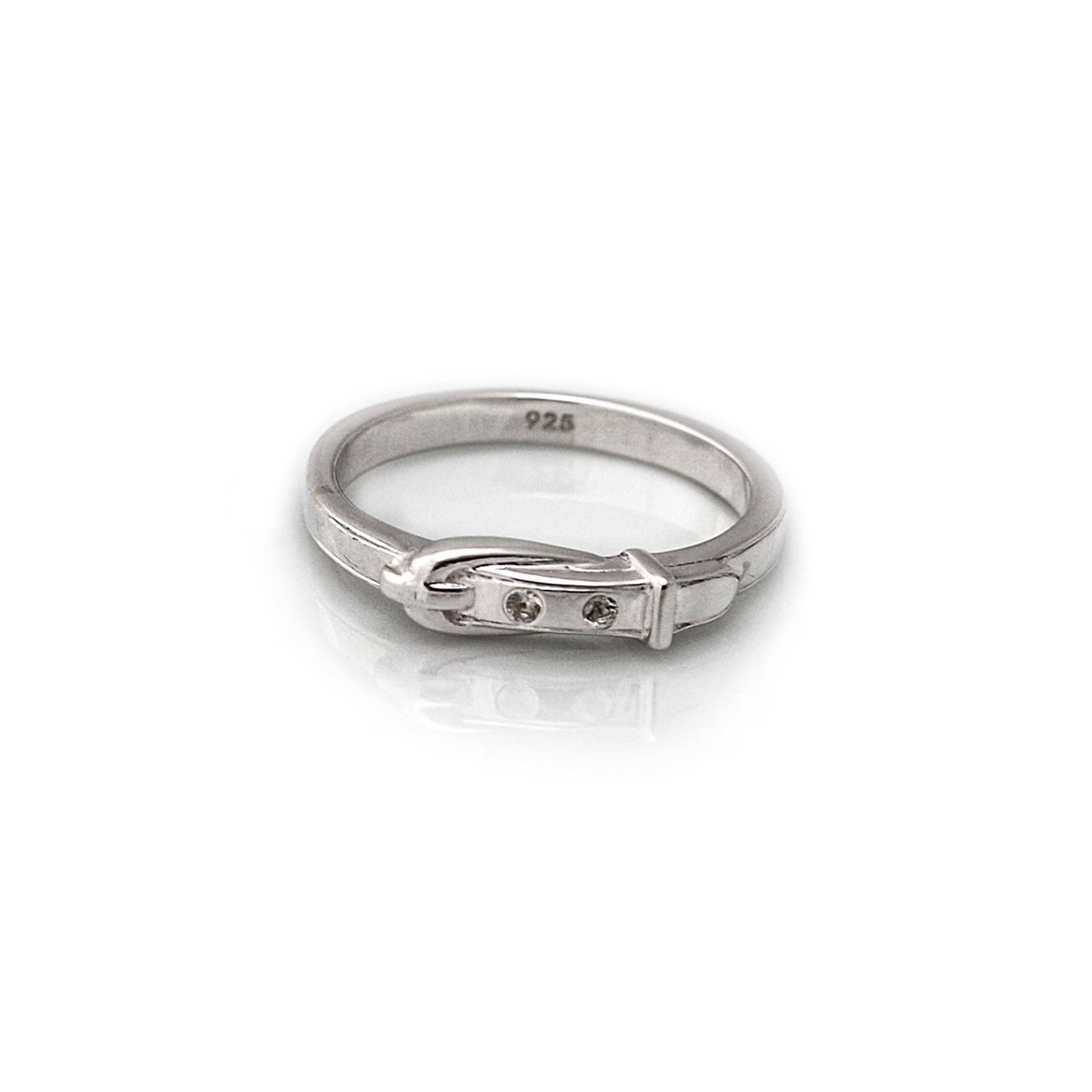 Exclusive Sterling Silver & CZ Buckle Ring