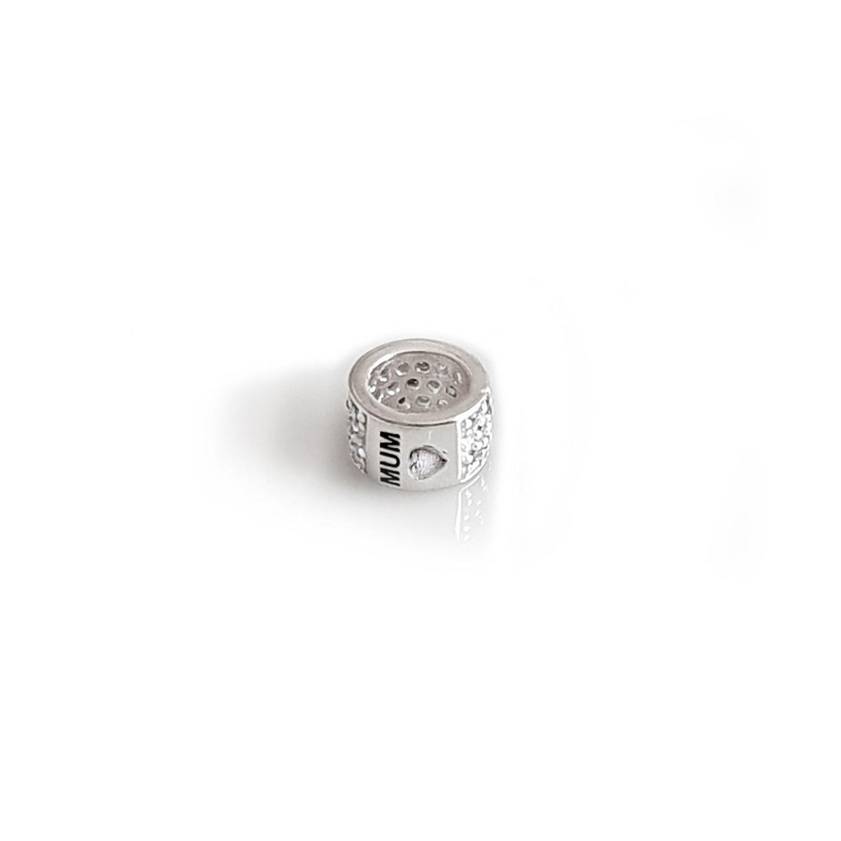 Exclusive Sterling Silver & CZ 'Mum' Roller Bead