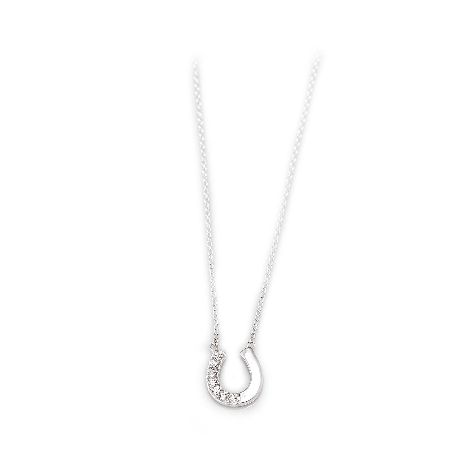 Exclusive CZ & Sterling Silver Horseshoe Necklace