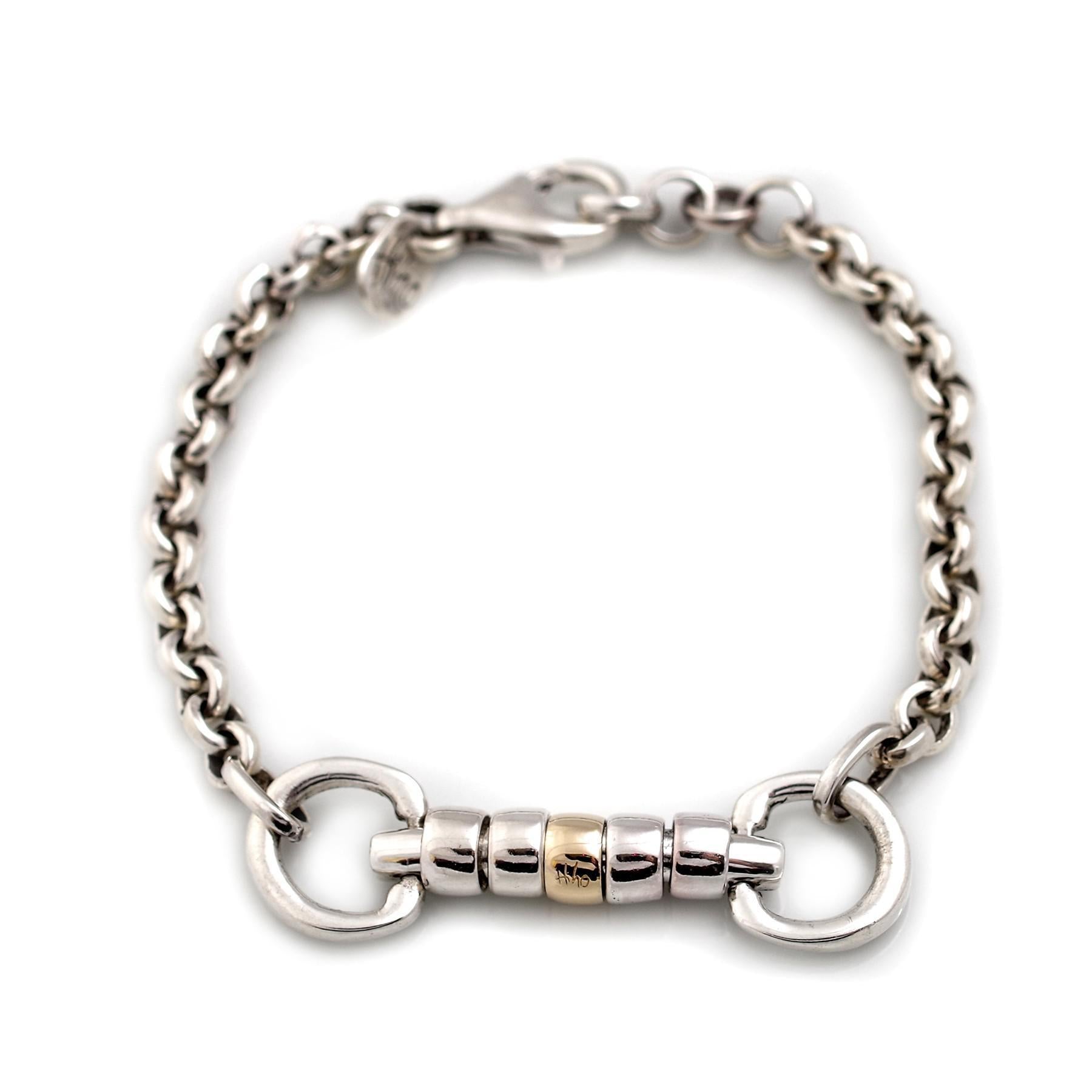 Exclusive Sterling Silver & 9ct Gold Classic Cherry Roller Snaffle Fob Bracelet