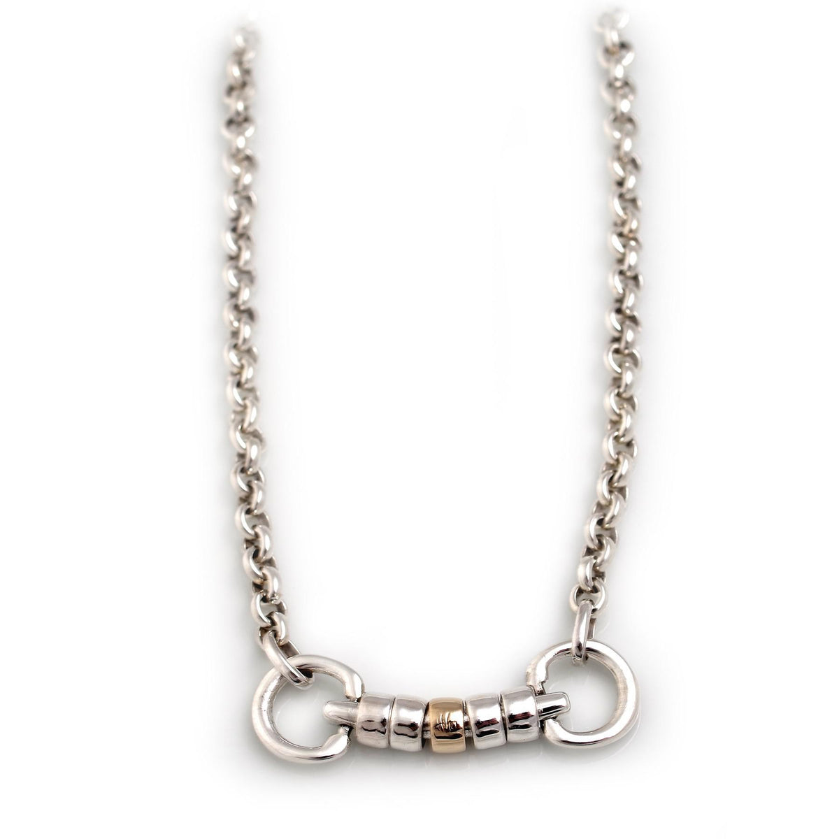 Exclusive Sterling Silver & 9ct Gold Classic Cherry Roller Snaffle Fob Necklace