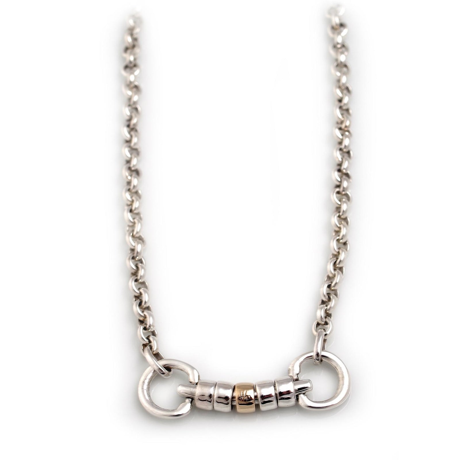 Exclusive Sterling Silver & 9ct Gold Classic Cherry Roller Snaffle Fob Necklace