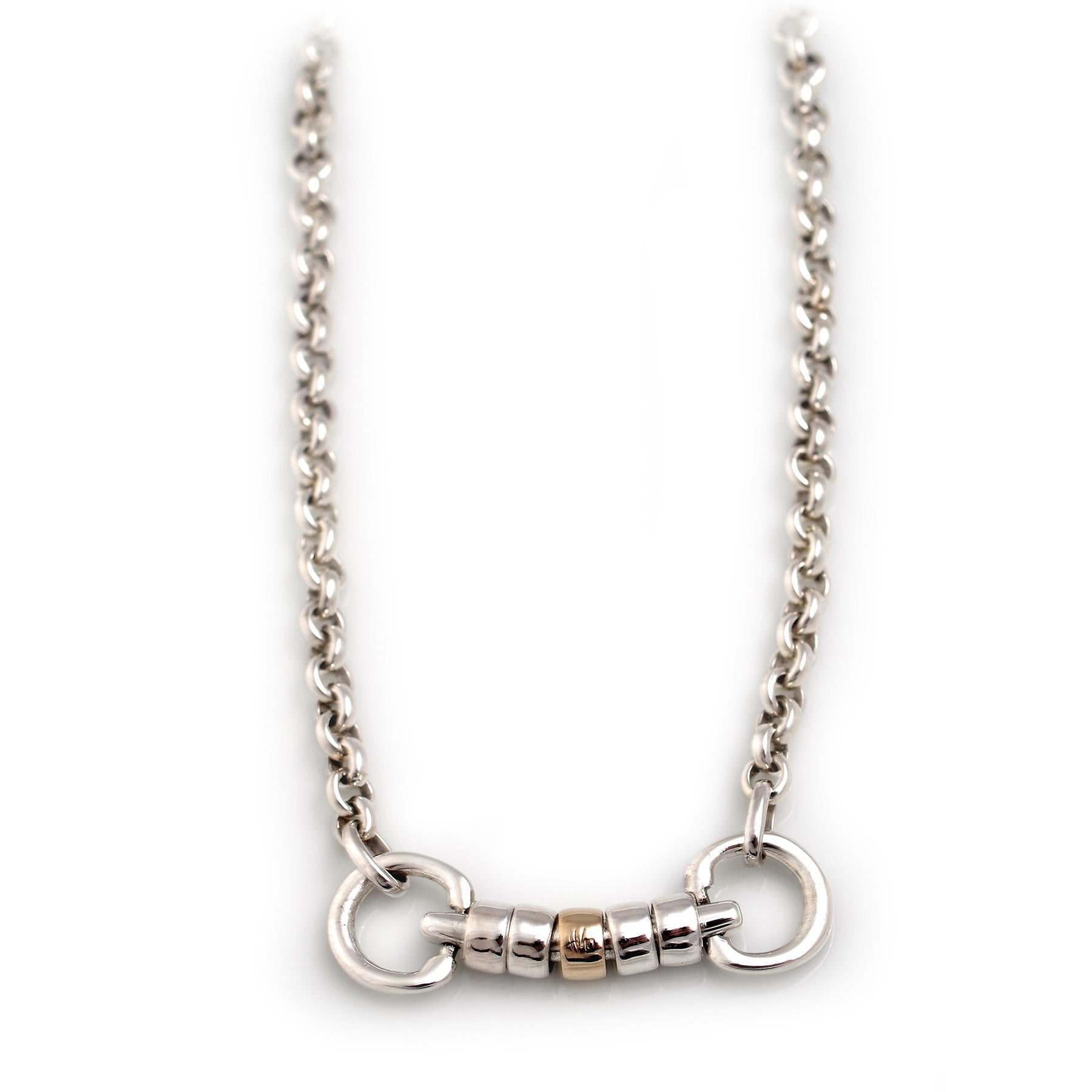 Exclusive Sterling Silver & 9ct Gold Classic Cherry Roller Snaffle Fob Necklace