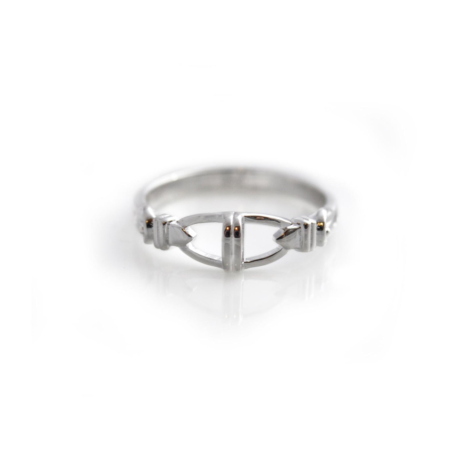 Exclusive Sterling Silver & CZ Stirrup Ring