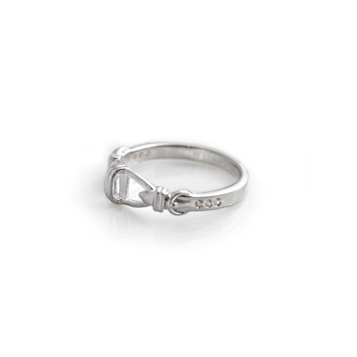 Exclusive Sterling Silver & CZ Stirrup Ring