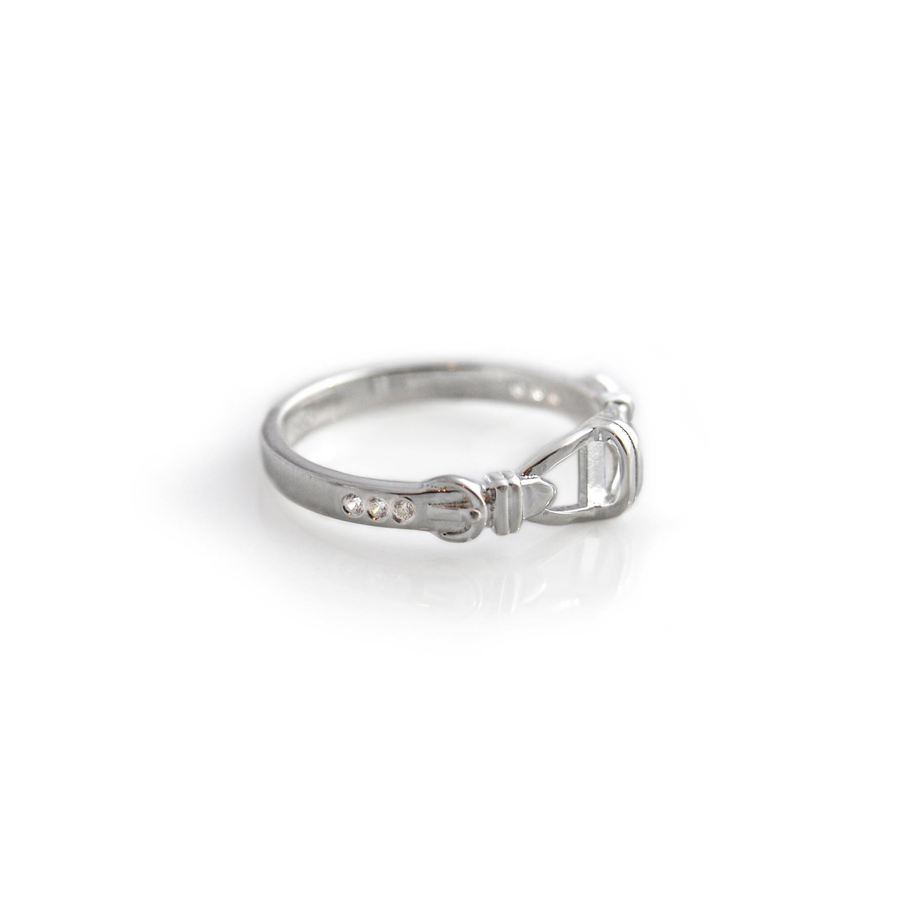 Exclusive Sterling Silver & CZ Stirrup Ring