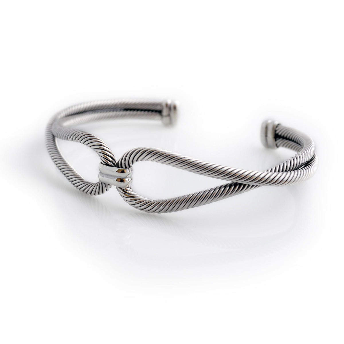 Sterling Silver Rope Curve Cuff Bracelet