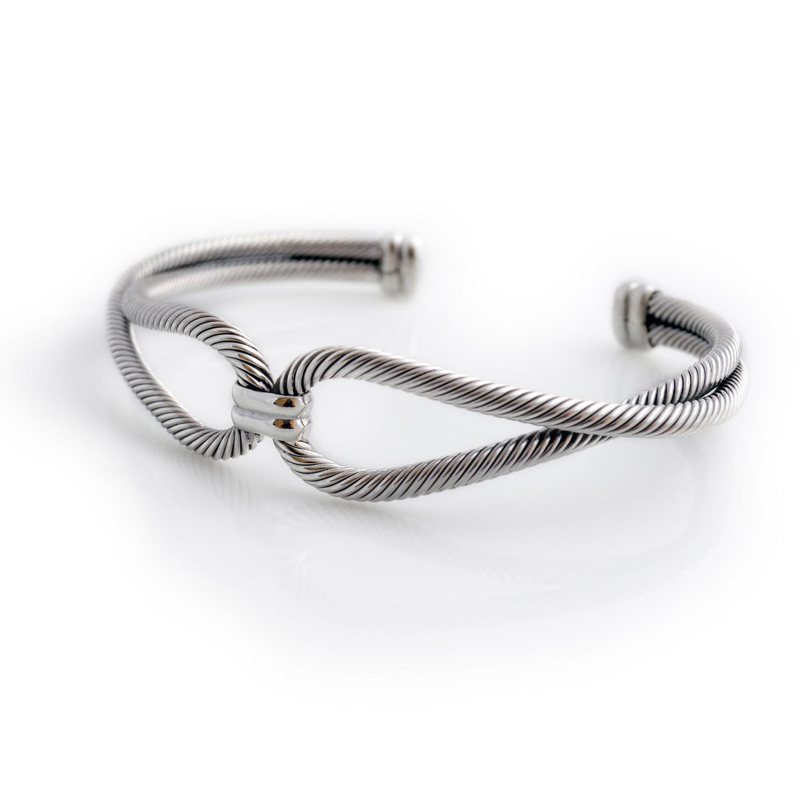 Sterling Silver Rope Curve Cuff Bracelet