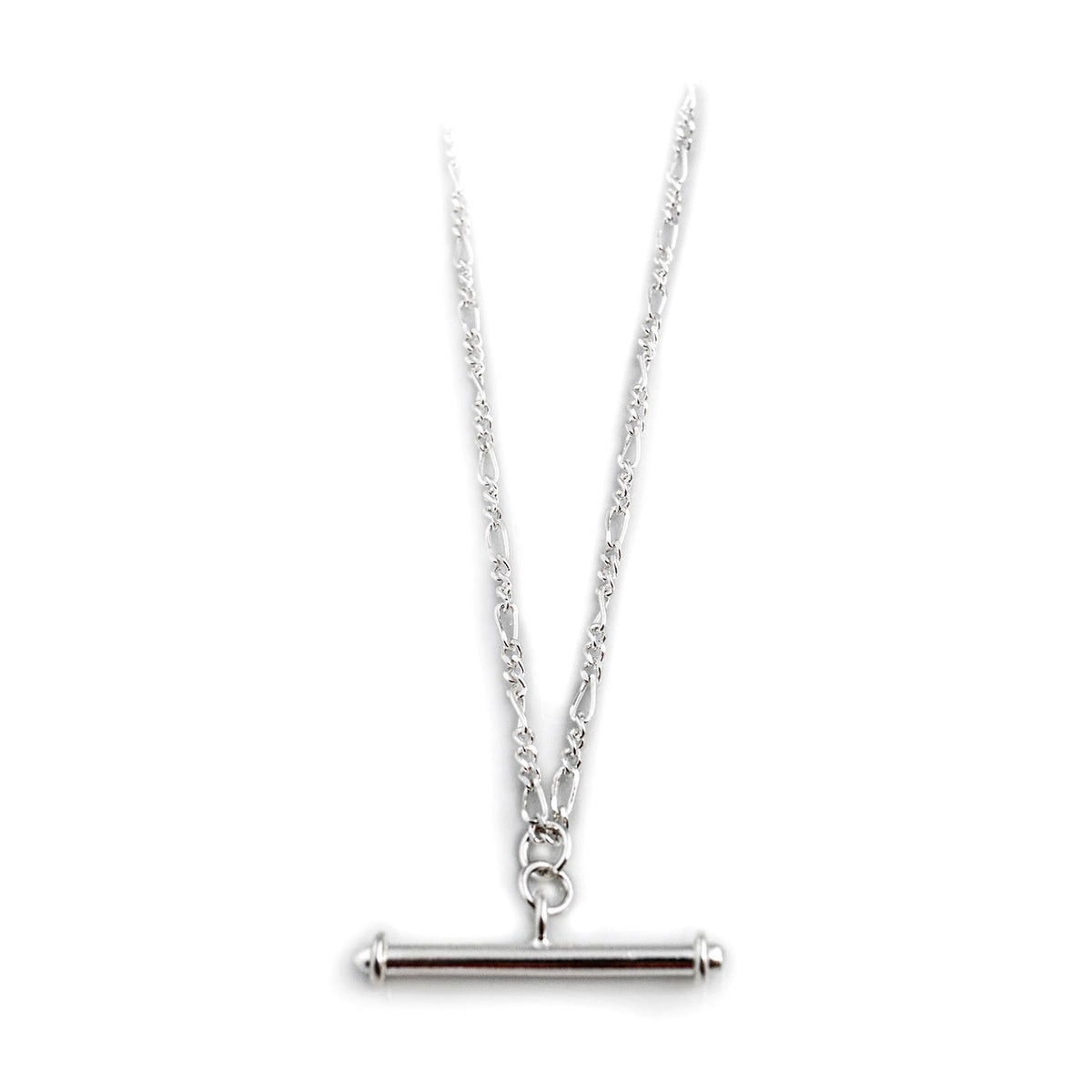 Sterling Silver Capped T-Bar Necklace