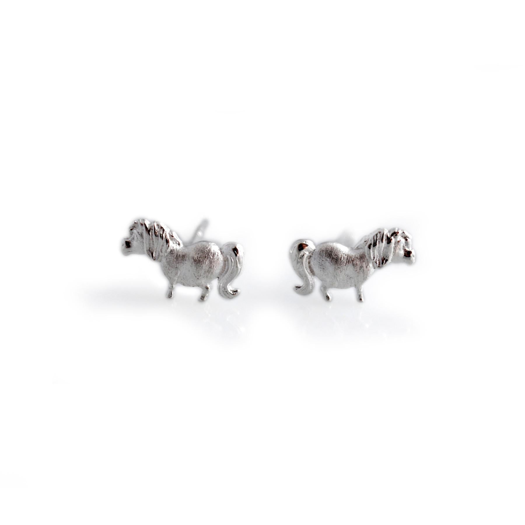 Exclusive Sterling Silver Thelwell 'Kipper The Horse' Stud Earrings
