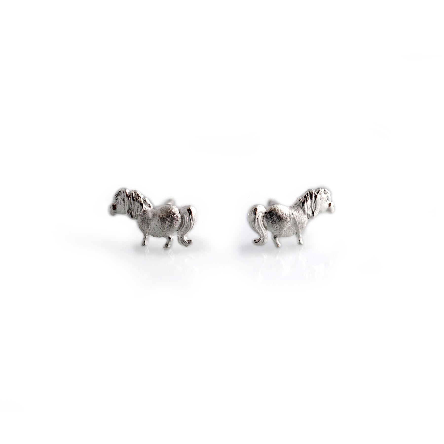 Exclusive Sterling Silver Thelwell 'Kipper The Horse' Stud Earrings
