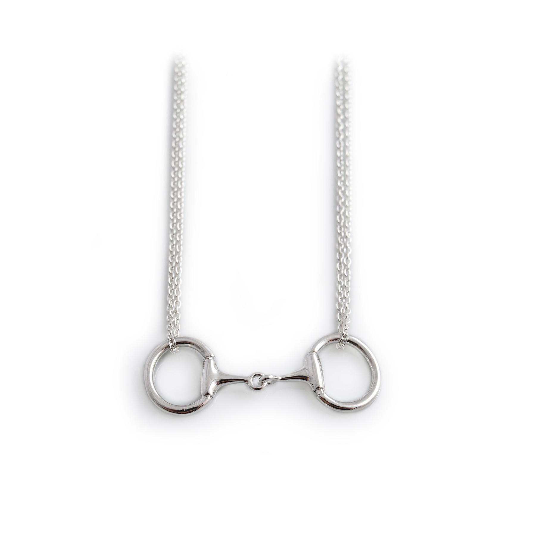 Sterling Silver Dinky Double Chained Snaffle Necklace