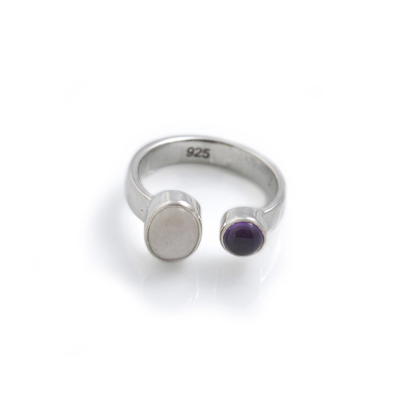 Sterling Silver Moonstone & Amethyst Ring