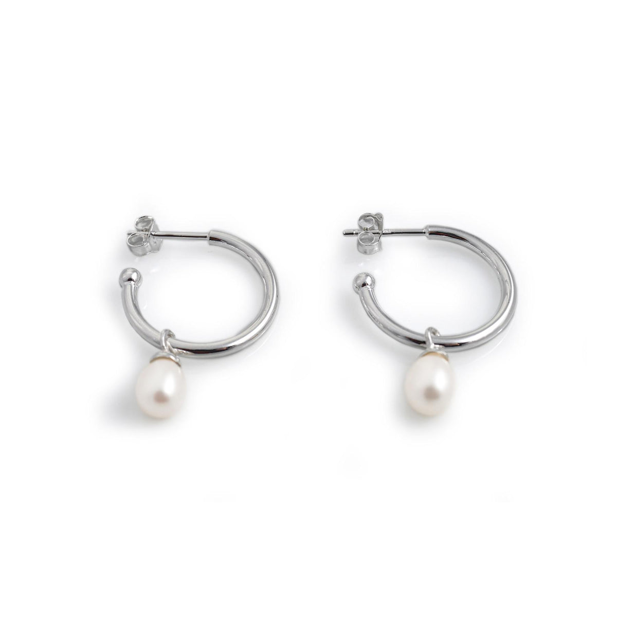 Sterling Silver &amp; Freshwater Pearl Hoop Earrings