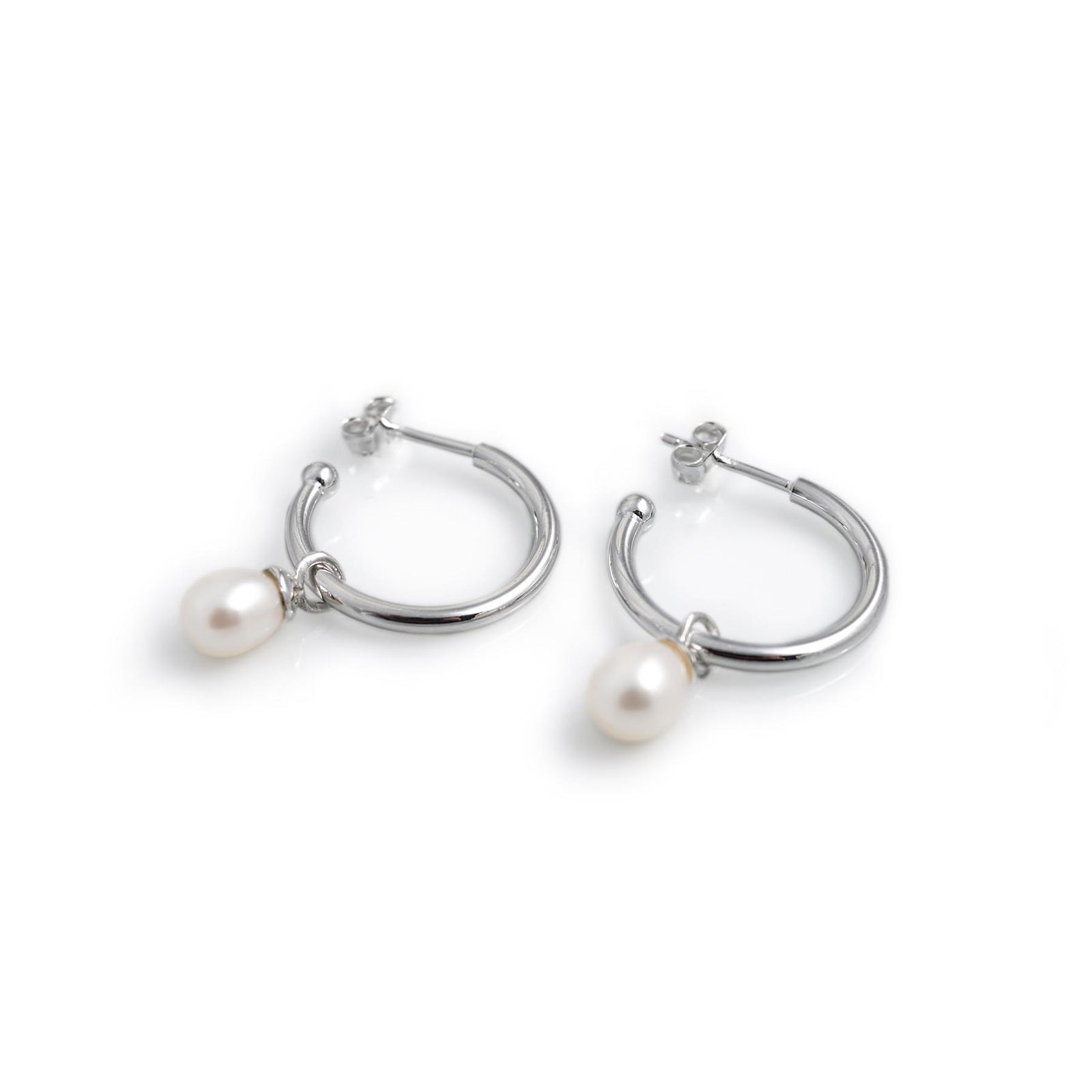 Sterling Silver & Freshwater Pearl Hoop Earrings
