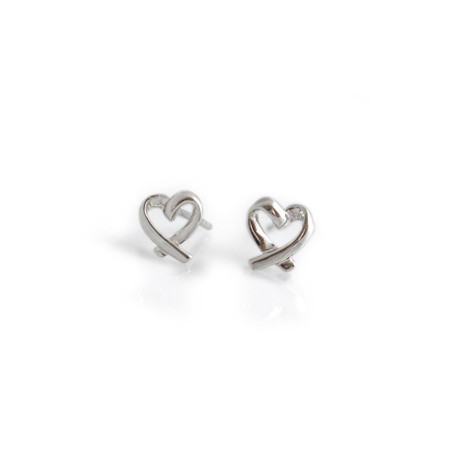 Sterling Silver Curvy Heart Stud Earrings
