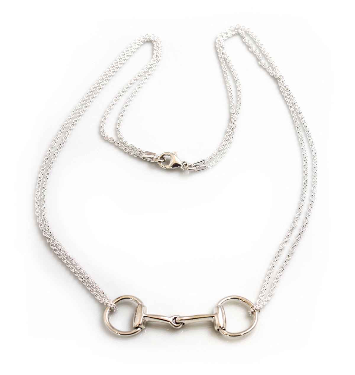 Sterling Silver Double Chained Snaffle Necklace
