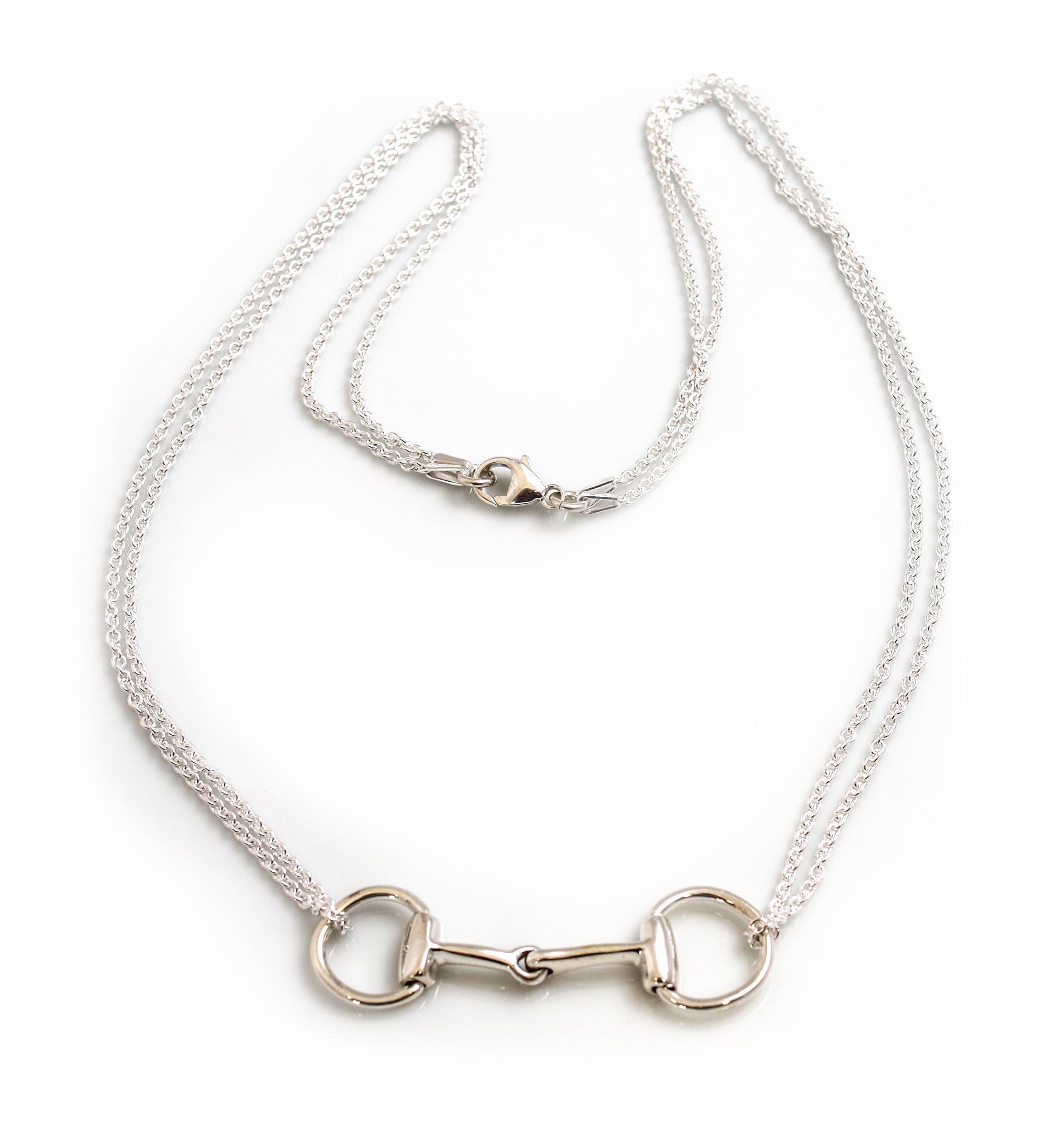 Sterling Silver Double Chained Snaffle Necklace