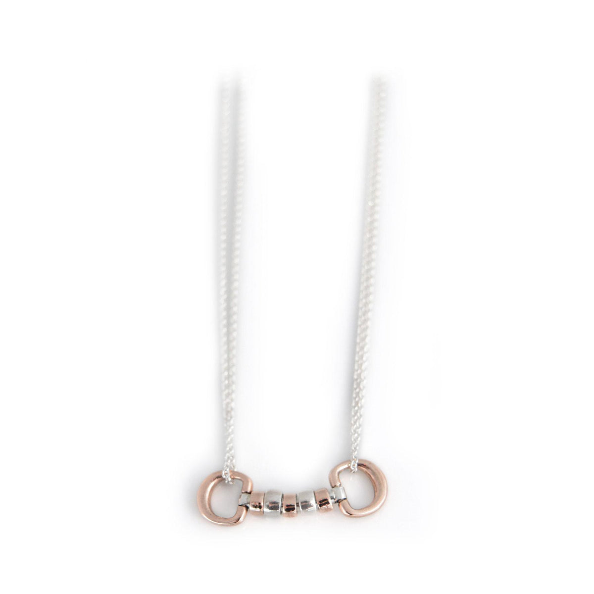 Exclusive Sterling Silver &amp; 9ct Rose Gold Cherry Roller Necklace