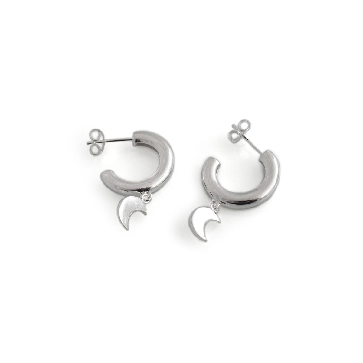 Exclusive Sterling Silver Moon Hoop Earrings