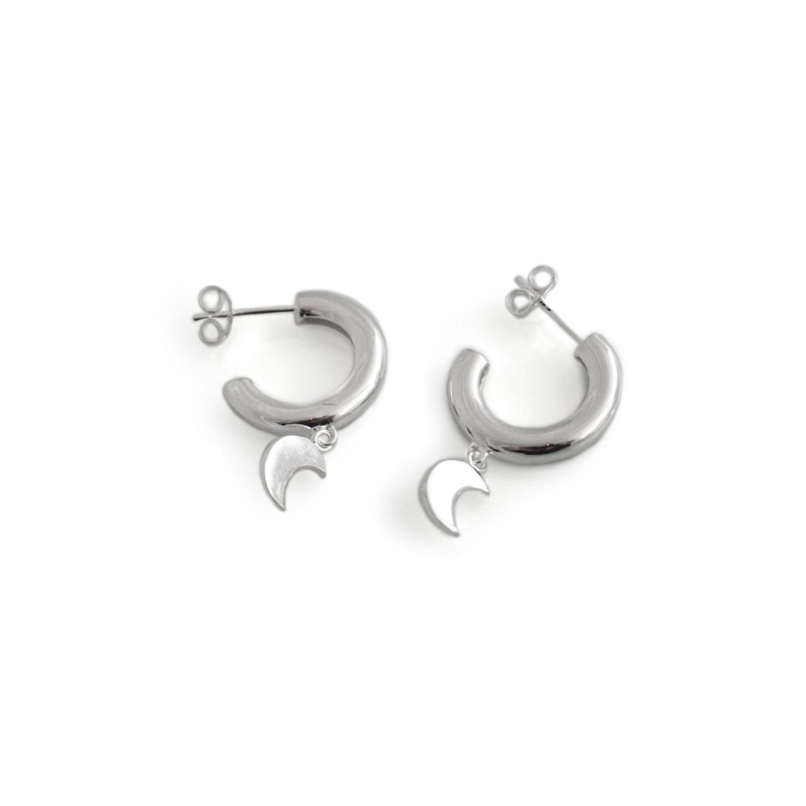 Exclusive Sterling Silver Moon Hoop Earrings