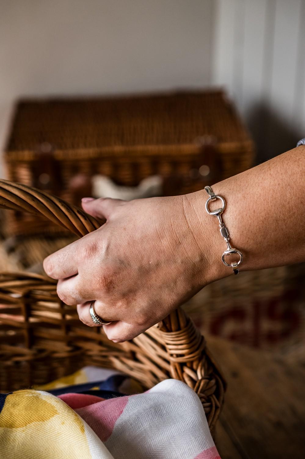 Exclusive Sterling Silver Lozenge Snaffle Bangle