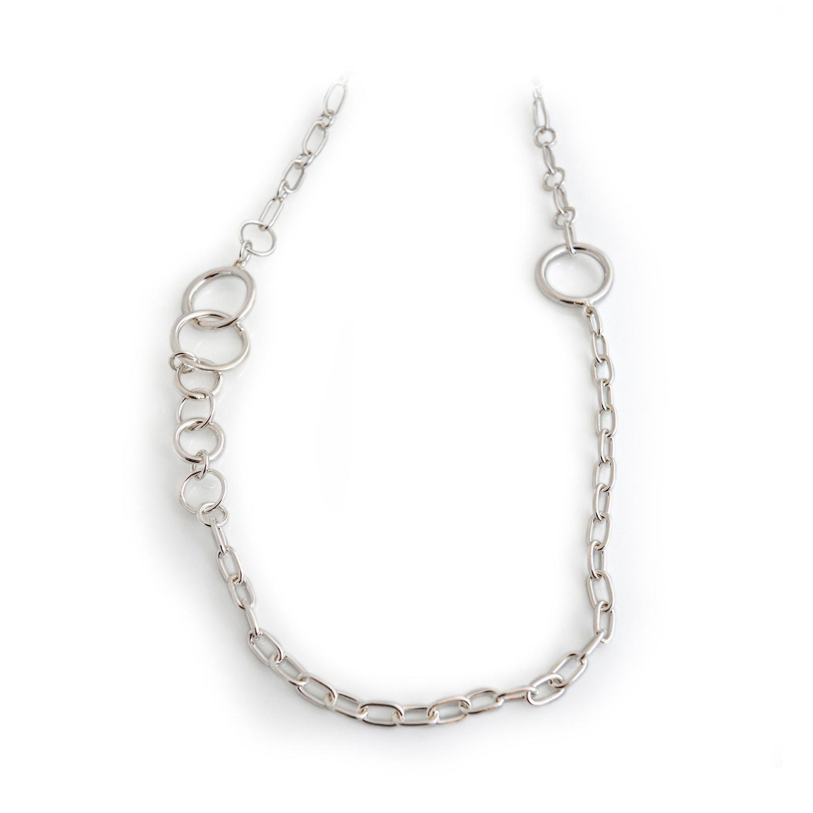 Multi Circles Sterling Silver Fob Necklace