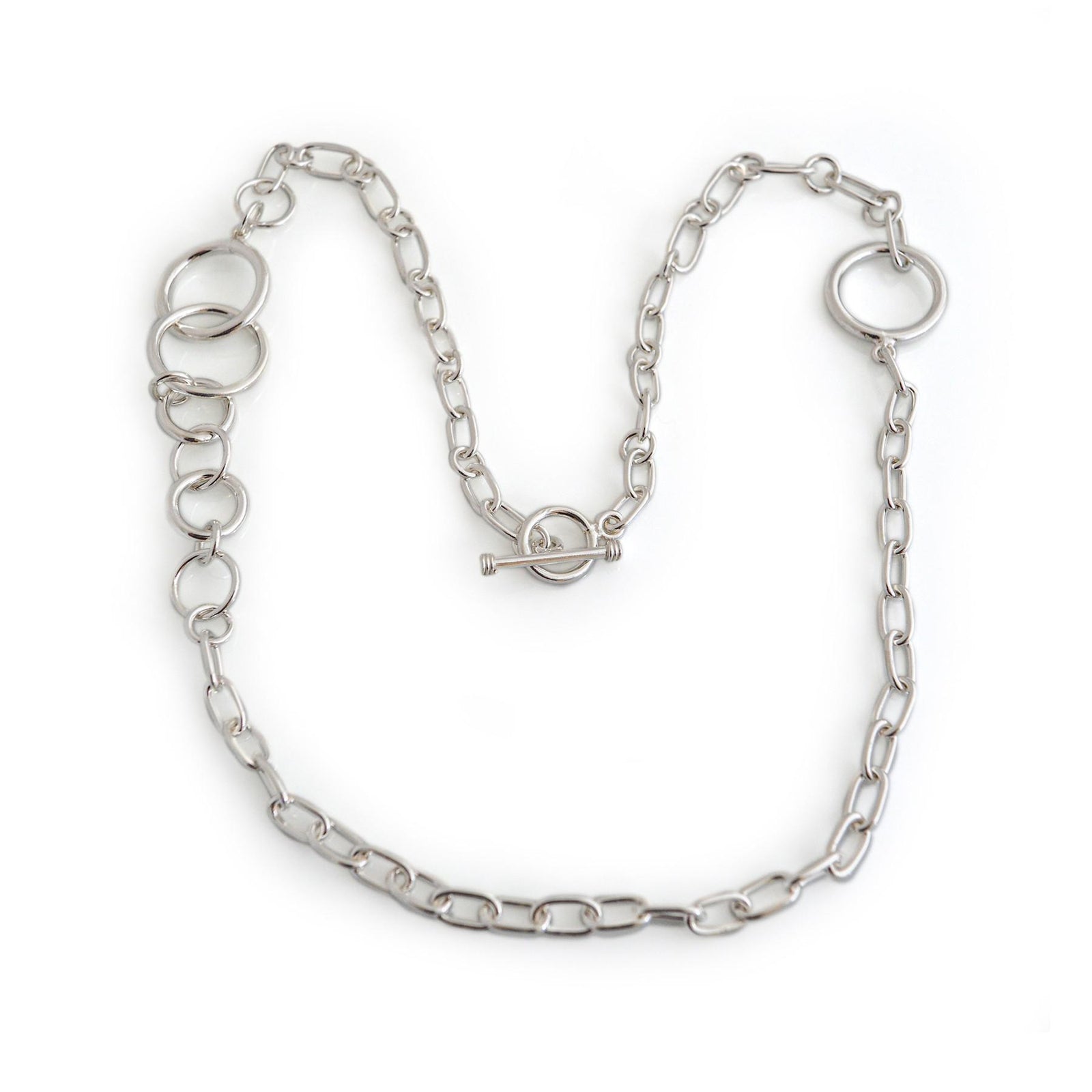 Multi Circles Sterling Silver Fob Necklace