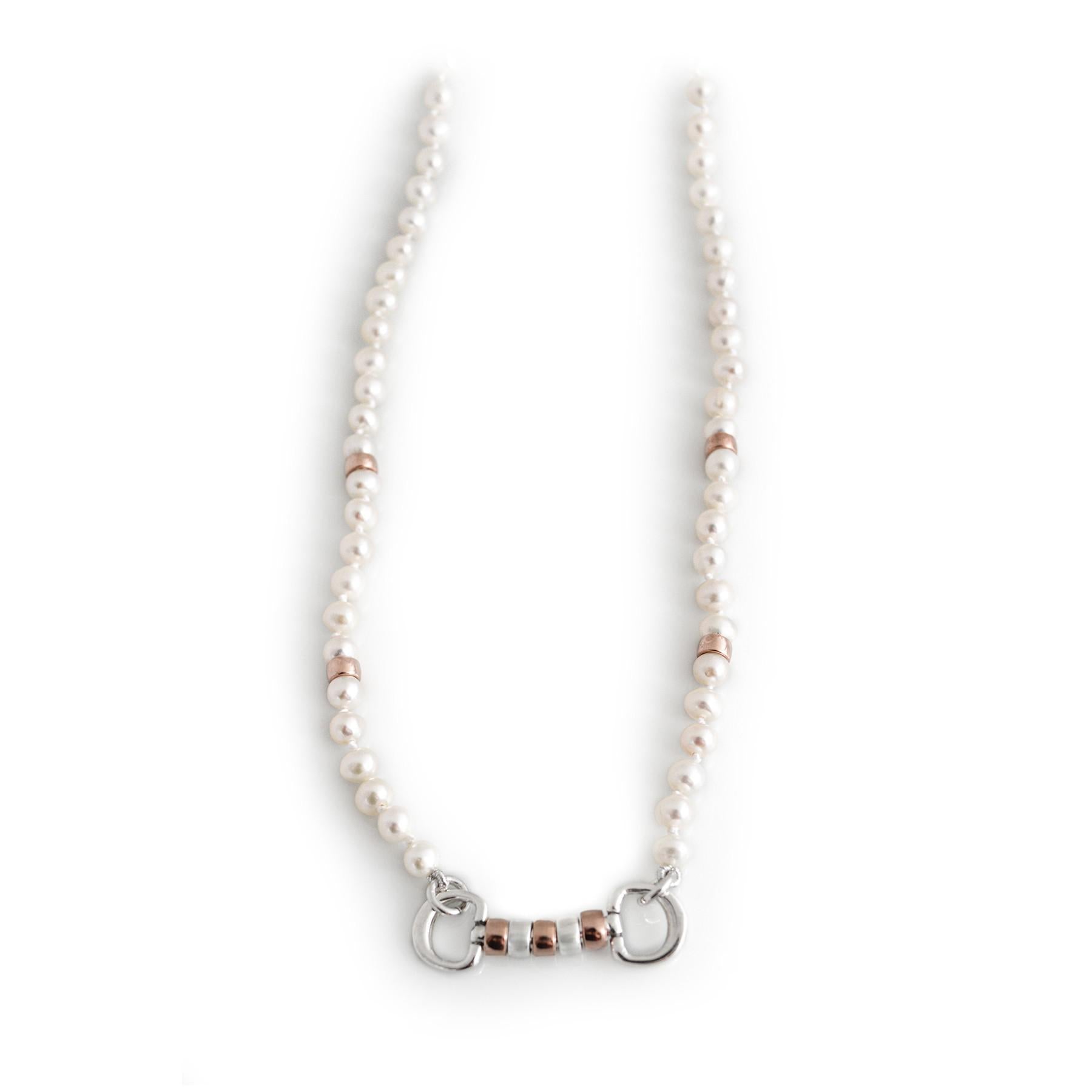Exclusive Freshwater Pearl & 18ct Rose Gold Plated Cherry Roller Necklace