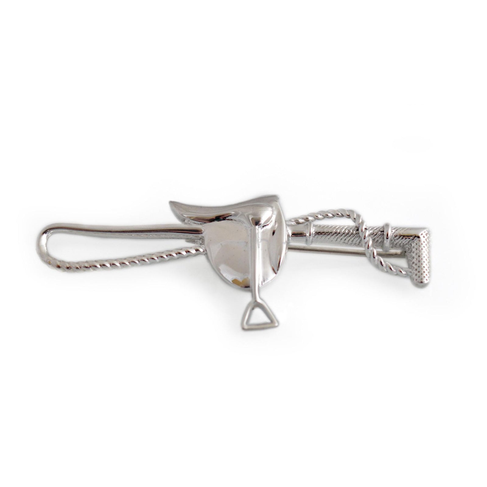 Exclusive Sterling Silver Crop & Saddle Stock Pin