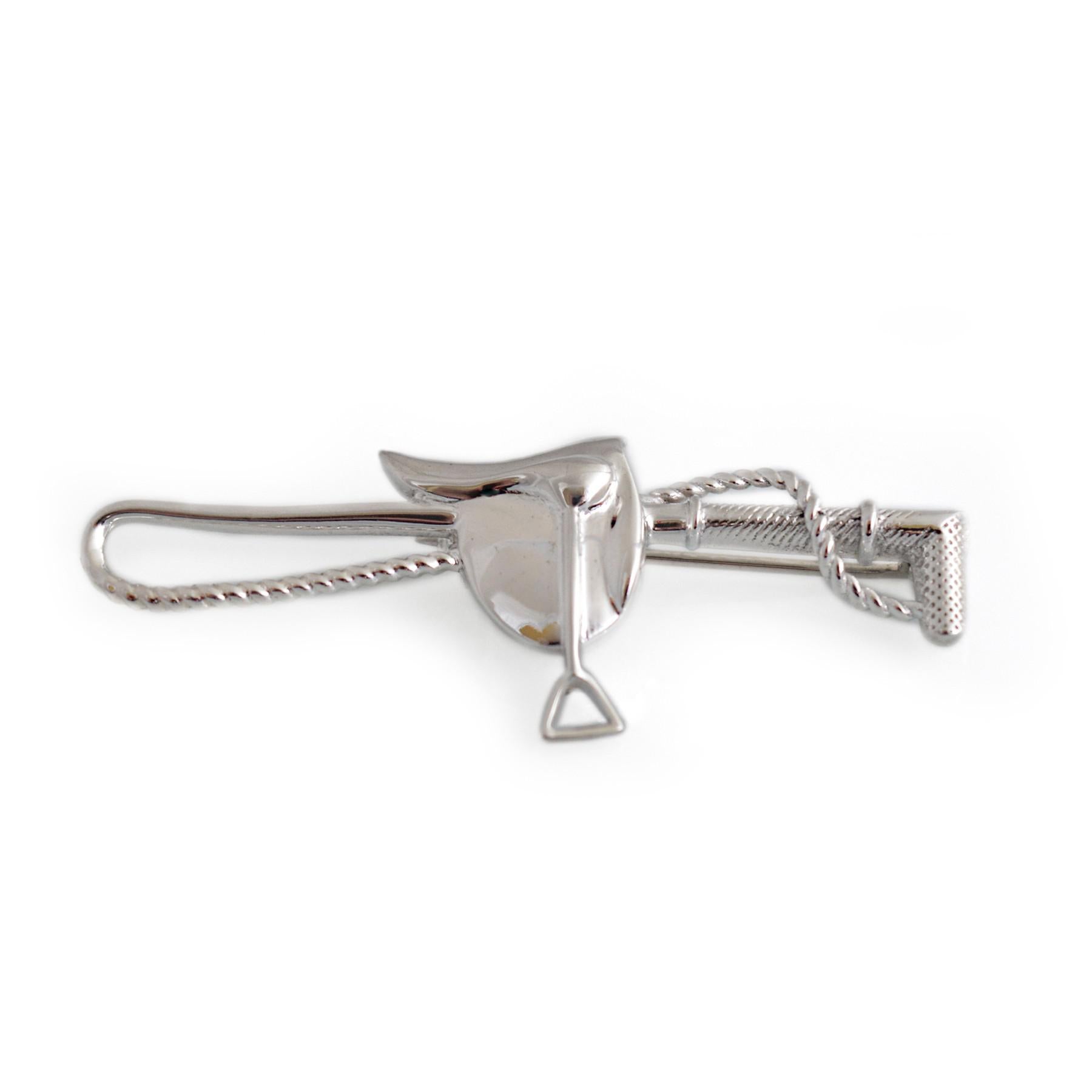Exclusive Sterling Silver Crop & Saddle Stock Pin