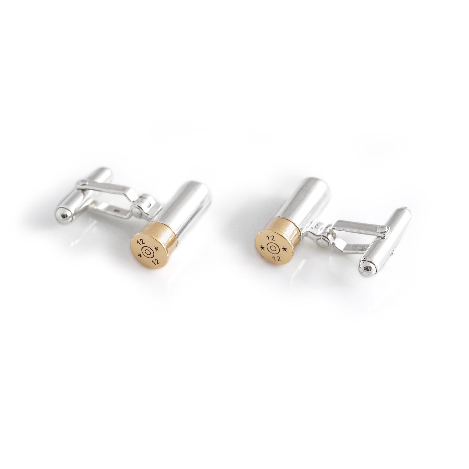 Exclusive Sterling Silver & 18ct Gold Plated Shotgun Cartridge Cufflinks