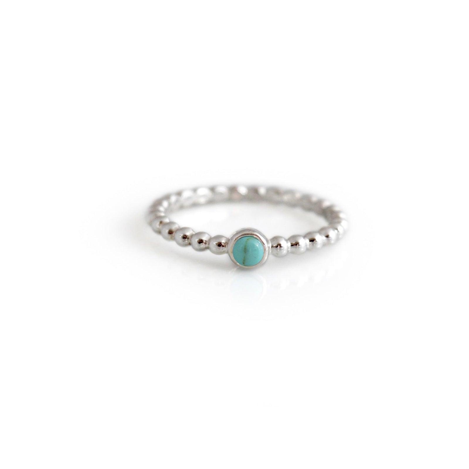 Sterling Silver Beaded Turquoise Ring