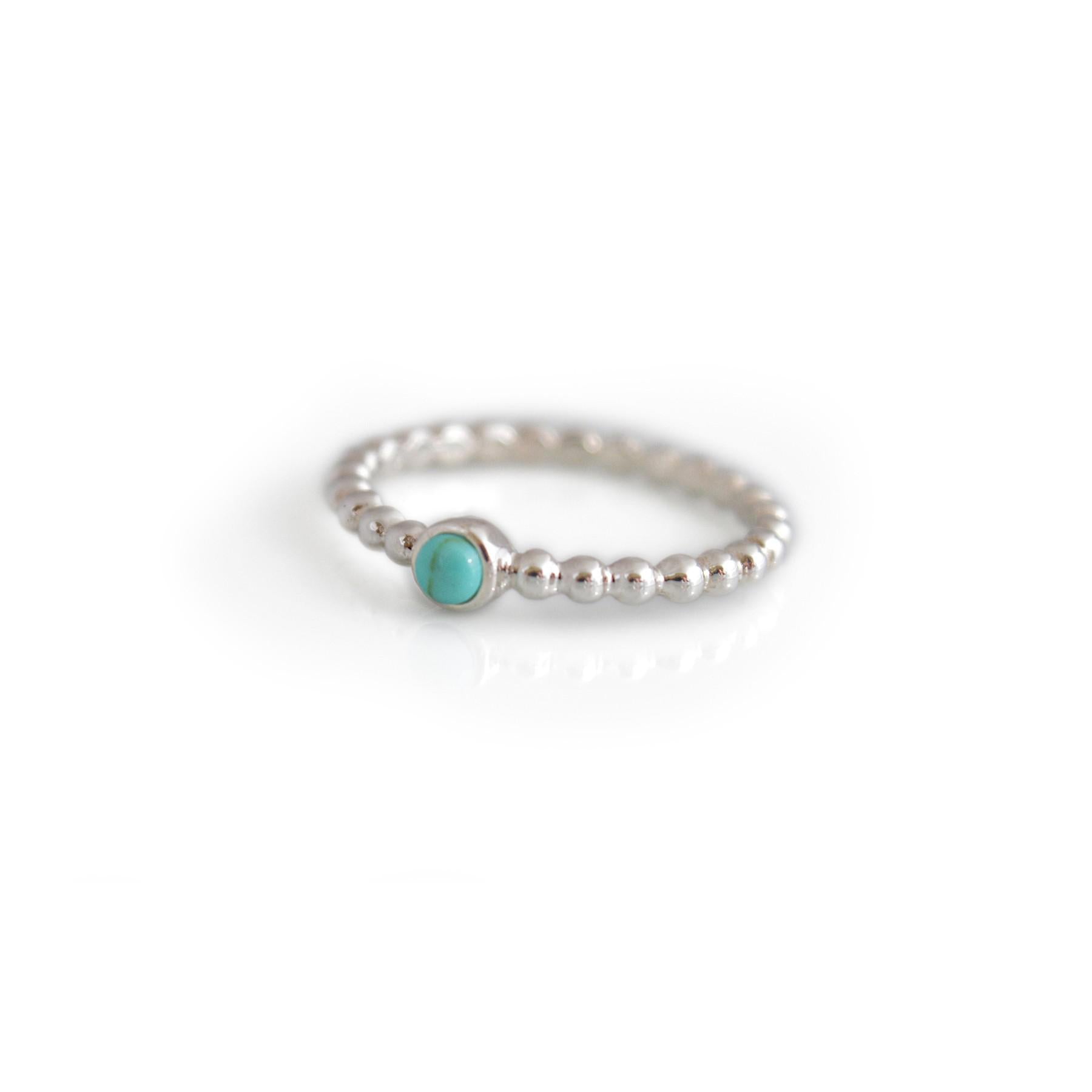 Sterling Silver Beaded Turquoise Ring