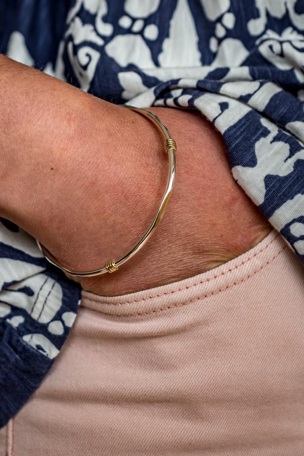 Sterling Silver & Two Tone Flat Edged Bangle