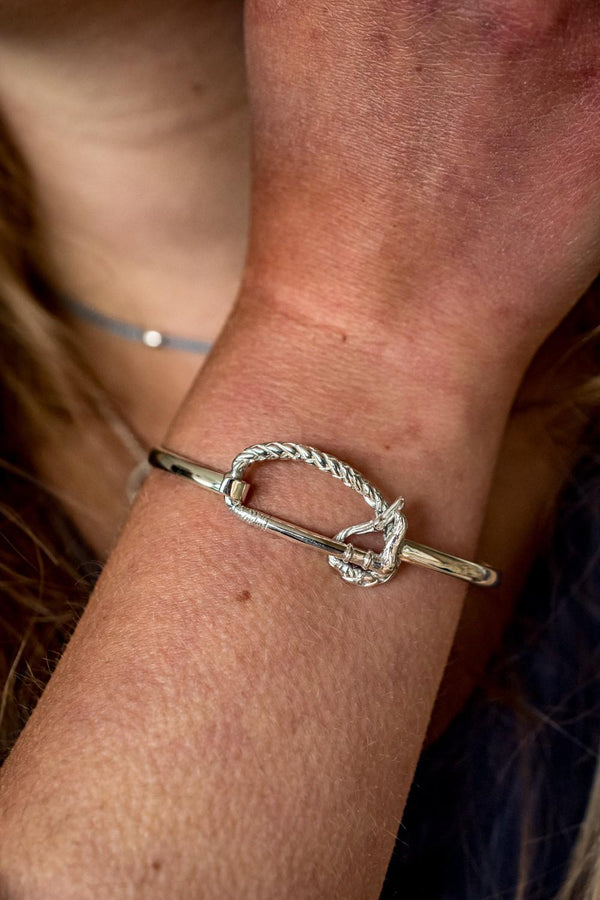 Exclusive Sterling Silver Riding Whip Bangle - Equestrian