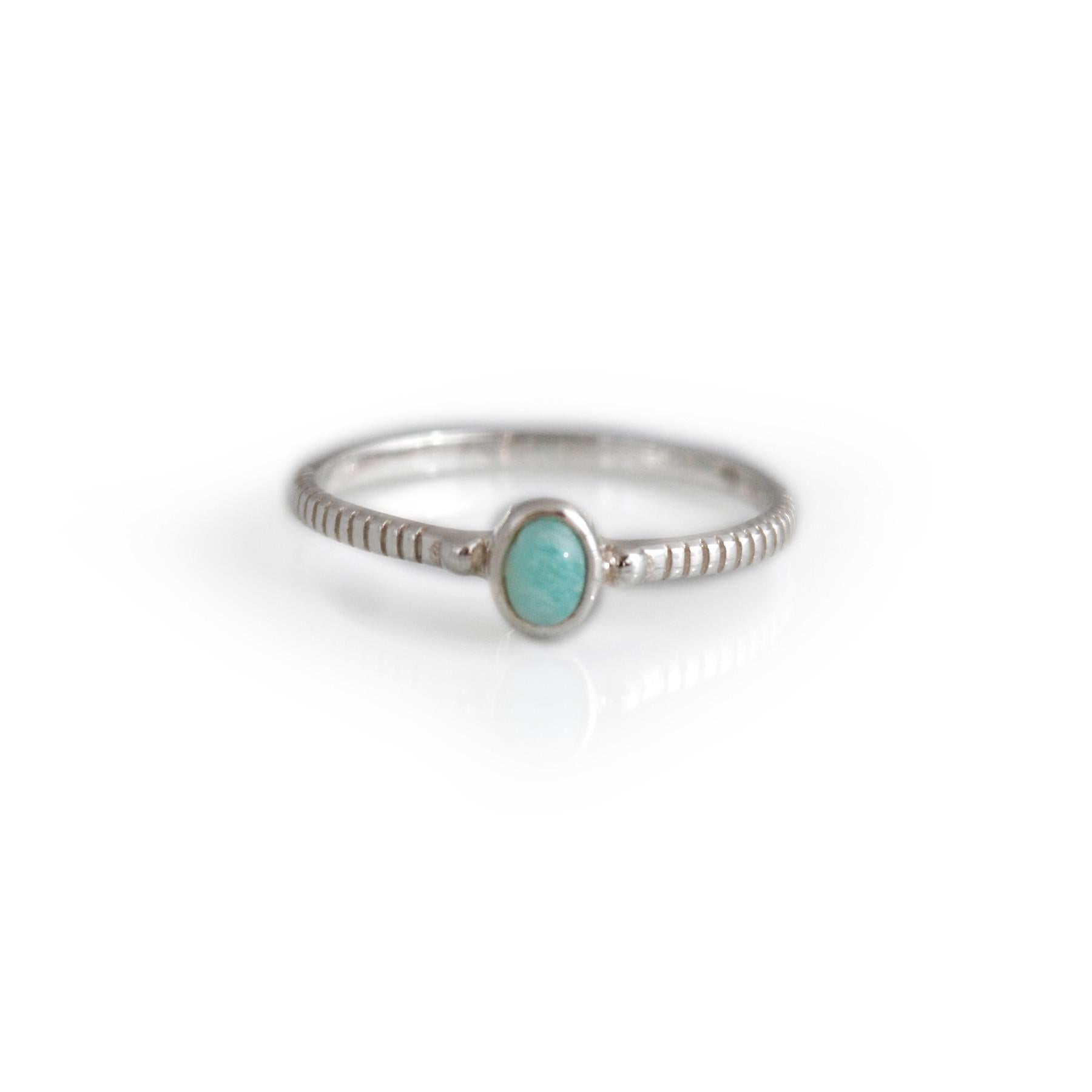 Sterling Silver & Amazonite Textured Ring