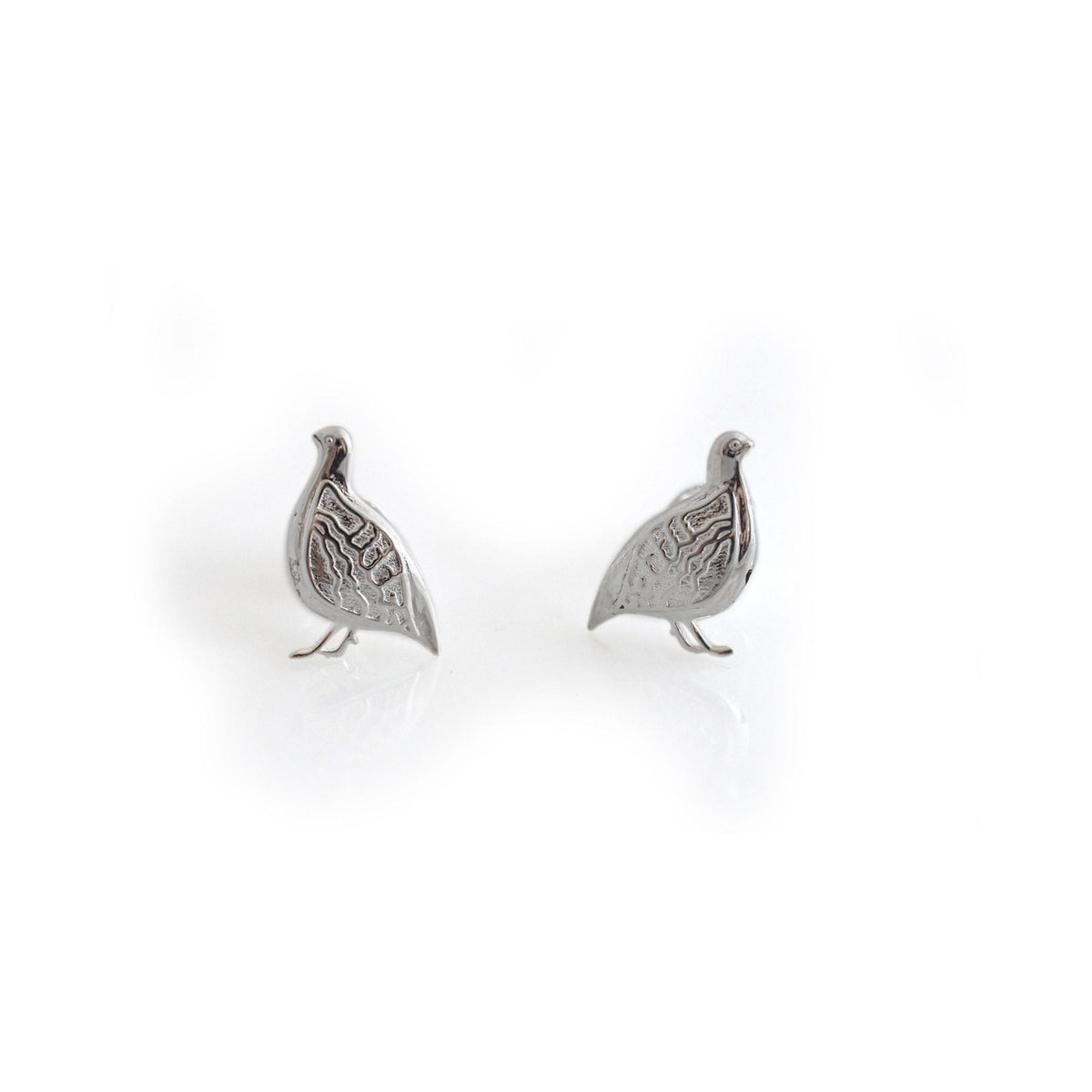 Exclusive Sterling Silver Partridge Stud Earrings