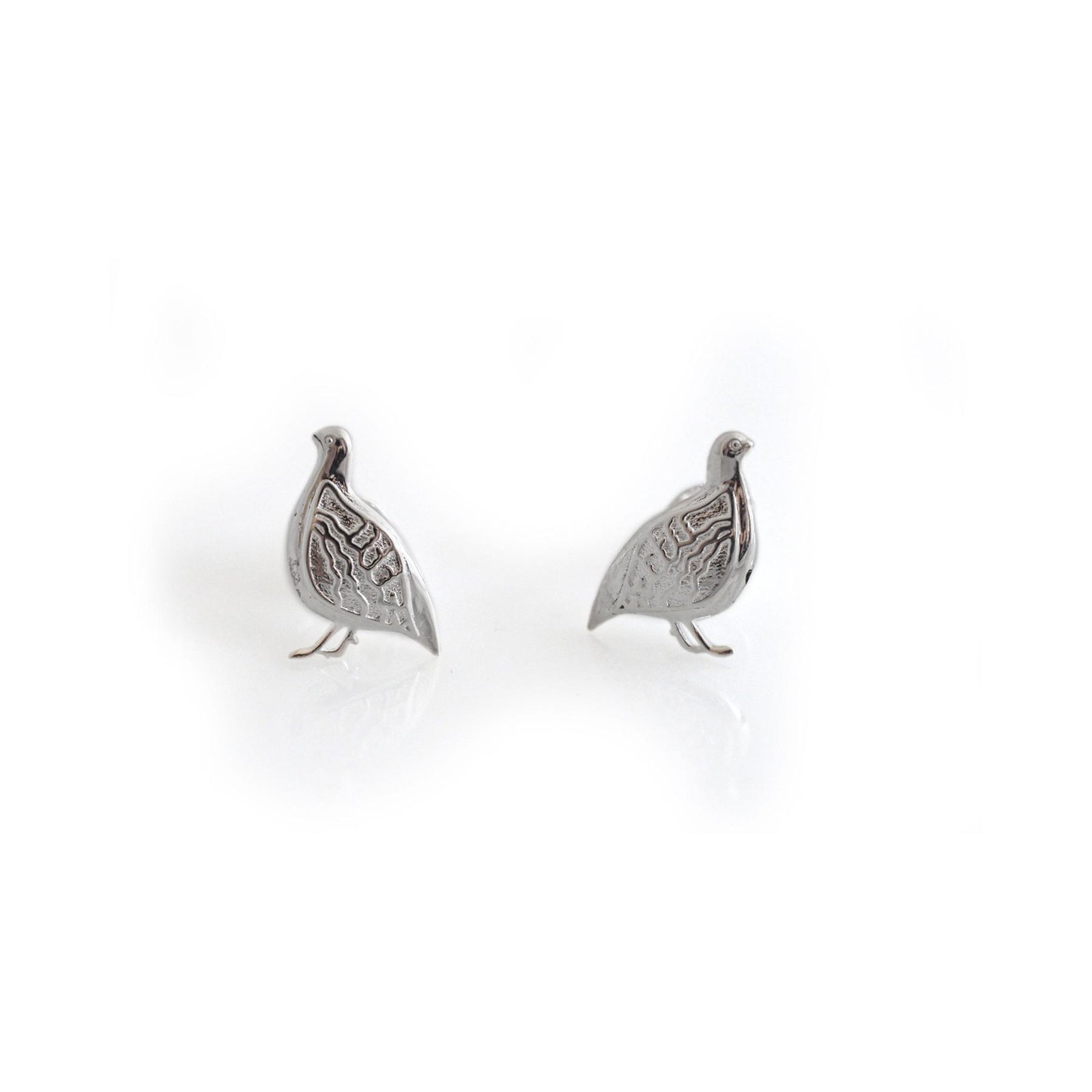 Exclusive Sterling Silver Partridge Stud Earrings
