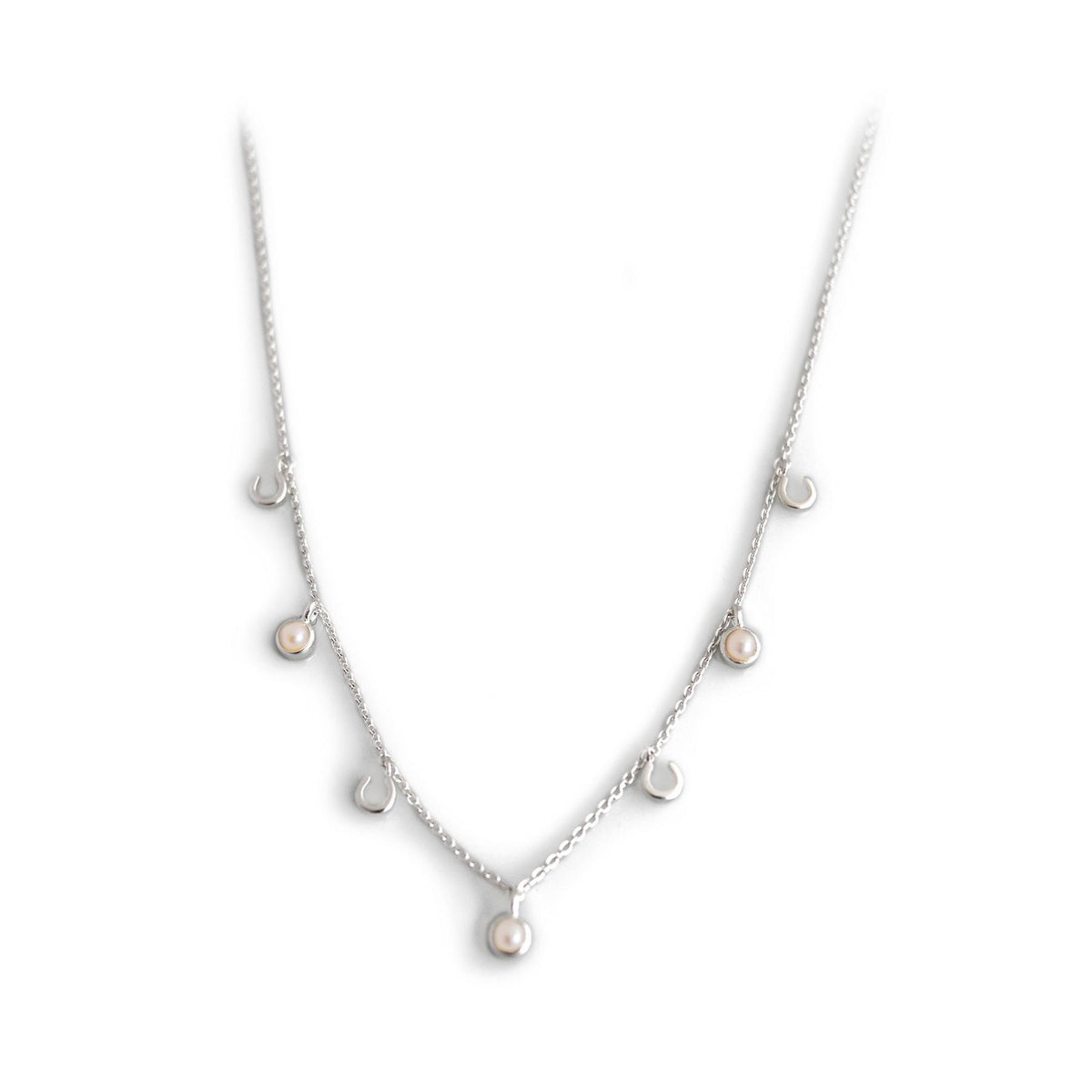 Exclusive Sterling Silver Horseshoe &amp; Freshwater Pearl Dinky Necklace
