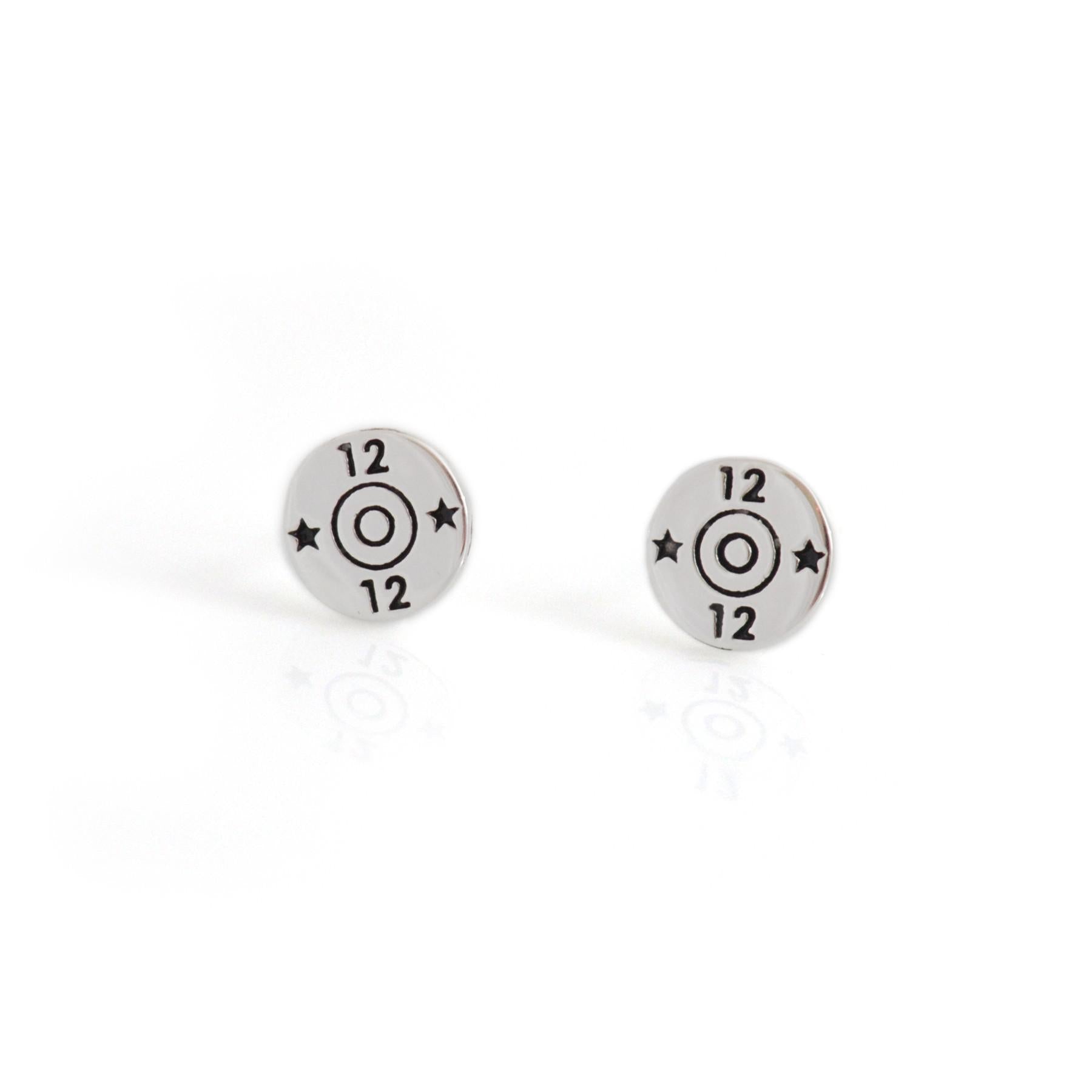Exclusive Sterling Silver 12 Bore Shotgun Cartridge Stud Earrings