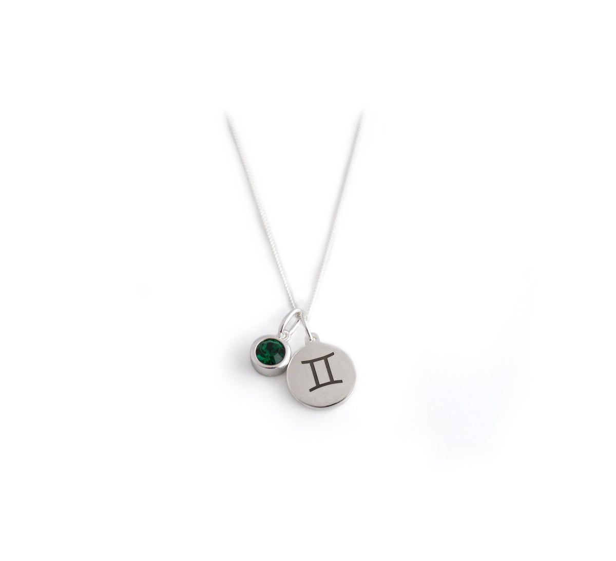 Exclusive Sterling Silver Gemini Zodiac CZ Birthstone Necklace