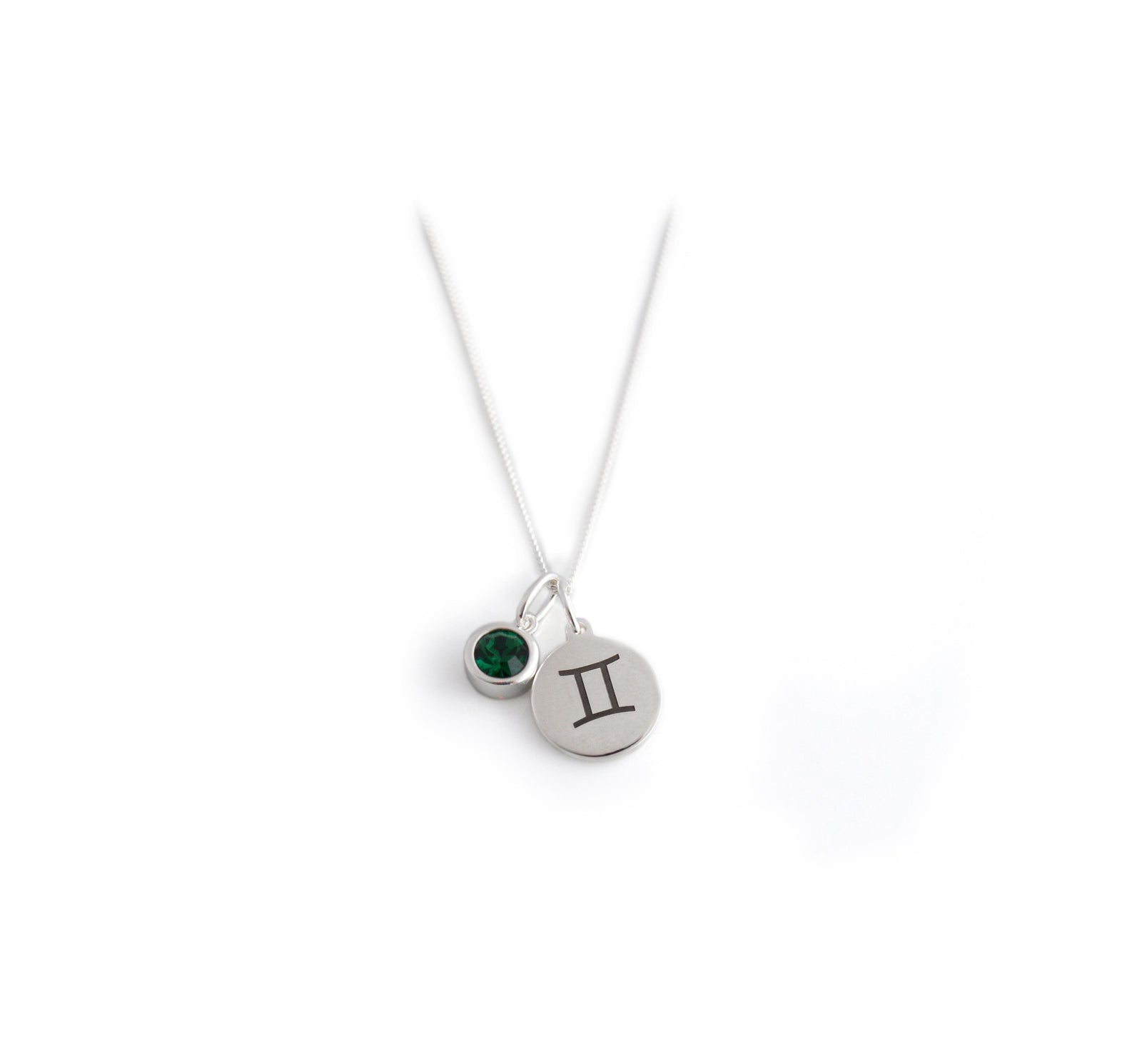 Exclusive Sterling Silver Gemini Zodiac CZ Birthstone Necklace
