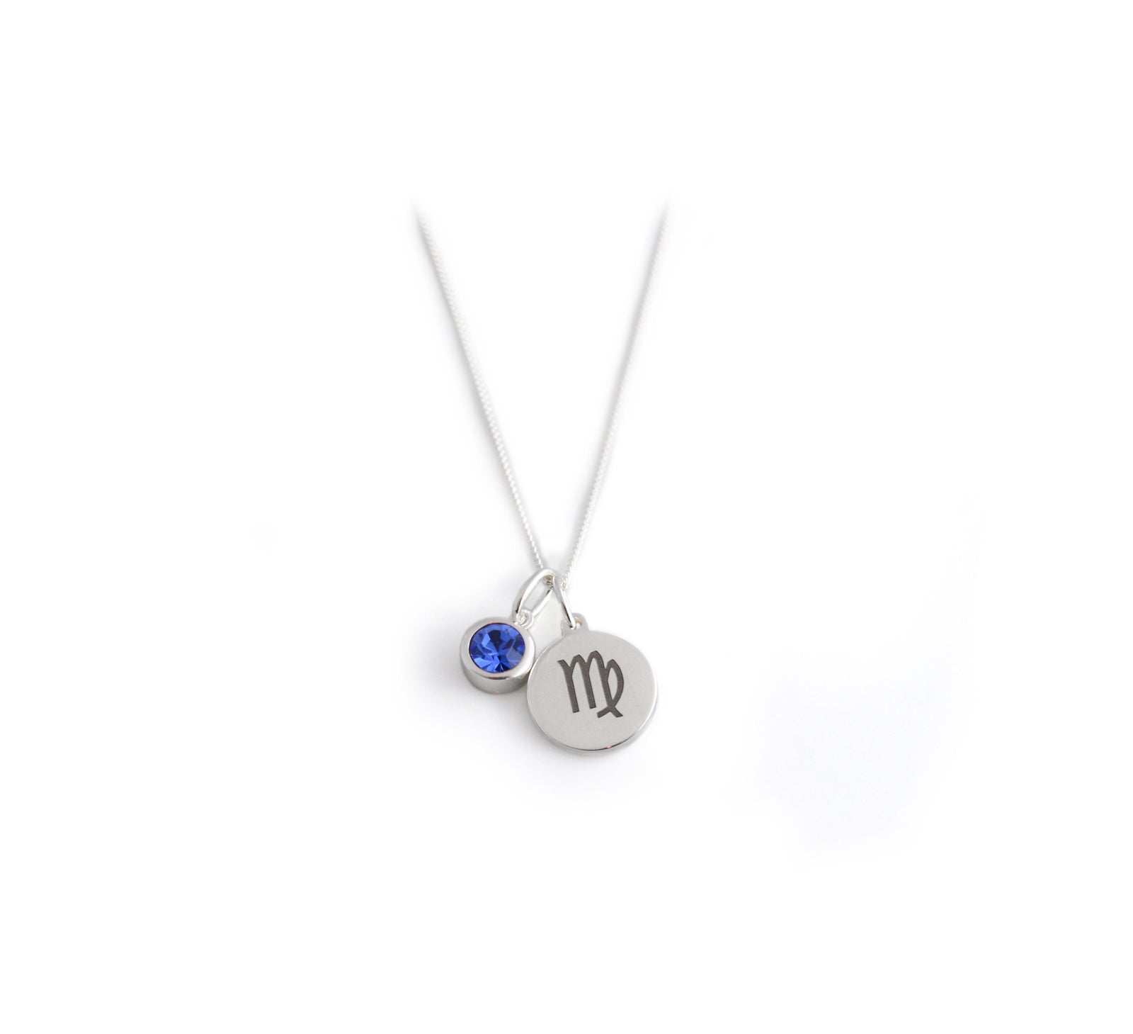 Exclusive Sterling Silver Virgo Zodiac CZ Birthstone Necklace